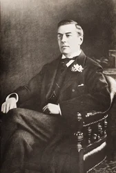 Joseph Chamberlain, ilustração de "King Edward and his Times" de Andre Maurois, publicado em 1933 (impresso)